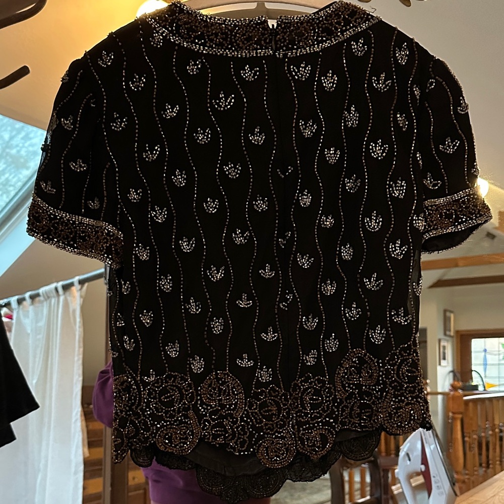 Vintage Silk Black Beaded Blouse - Picture 5 of 5